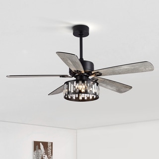 52 IN Black Farmhouse Ceiling Fan with 3-Light Remote