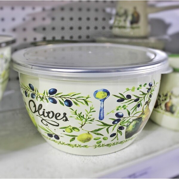 MET-ROT 37.2-fl oz Olives Enamel on Steel Bowl w/ Lid