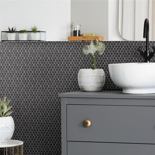 Merola Tile Colmena Hex Matte Gunmental 11-1/2" x 11-5/8" Porcelain Floor and Wall Mosaic Tile