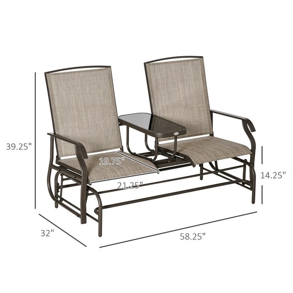 Outsunny Steel/Fabric 2-person Outdoor Swing Glider