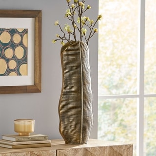 Waleska Indoor Aluminum Handcrafted Leaf Vase by Christopher Knight Home