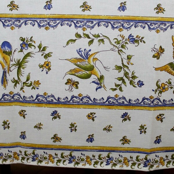 Wipeable Spill Resistant French Acrylic Coated Moustiers Tablecloth