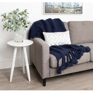 Kate and Laurel Foley Throw Blanket with Rope Tassels