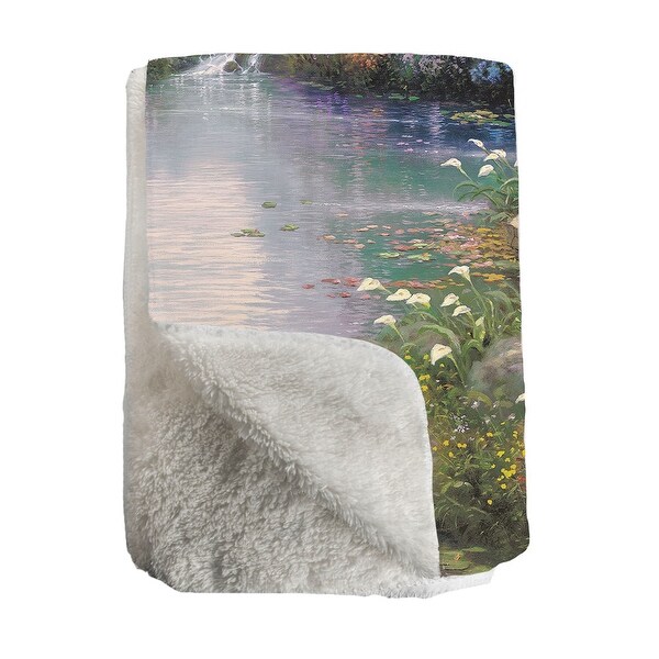 Thomas Kinkade The Garden of Prayer Sherpa Throw Blanket By Laural Home