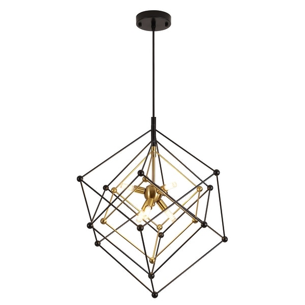 Geometric Chandelier 6-Light Pendant Lights Modern Minimalist Black And Gold Metal Finish