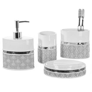 Mirror Damask Bath Accessory 4-piece Set