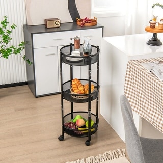 3-Tier Metal Rotating Folding Storage Rack