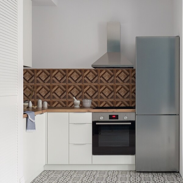 Peel and Stick Floor Wall Tiles Sticker 10Pcs 8"x8" for Home Decor Yellow Brown - Yellow+Brown