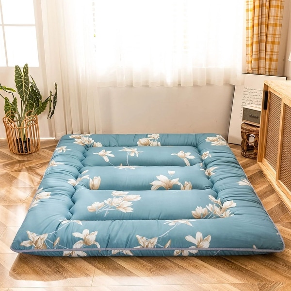 Floral Printed Japanese Memory Foam Roll Up Floor Futon Mattress