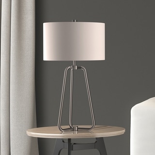 Bryan Table Lamp in Silver Nickel Finish with Linen Shade