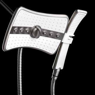 AKDY 9" Rectangular Shower Head with 4 Multi-Function Modes and Wand Combo in Titanium Silver