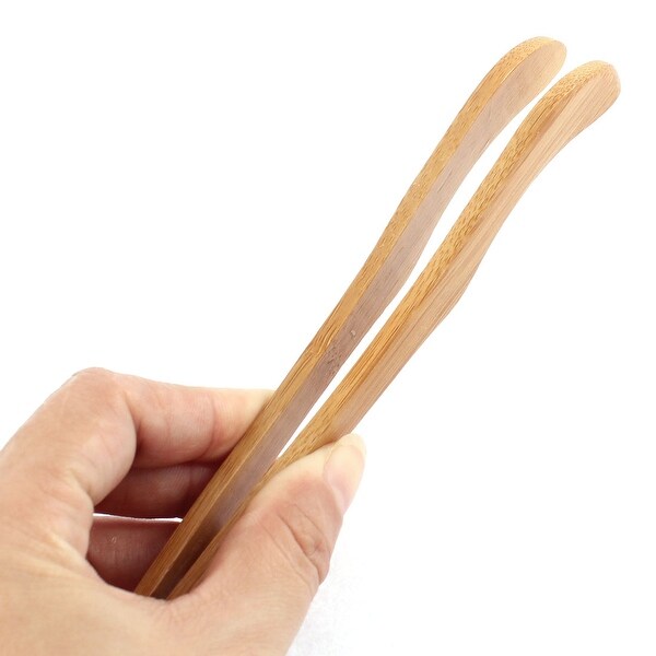 Office Teahouse Bamboo Teacup Clamp Clip Tong Holder 18cm Long 2pcs - Wood Color - 7" x 0.6"( L*W)