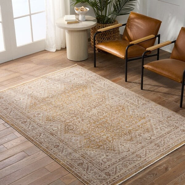 Harriet Medallion Gold/ Light Gray Area Rug