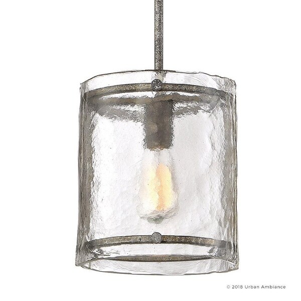 Luxury Industrial Pendant, 10"H x 9.25"W, with Rustic Style, Silver Etch Finish by Urban Ambiance - 10" H, 9.25" W, 9.25" Dep