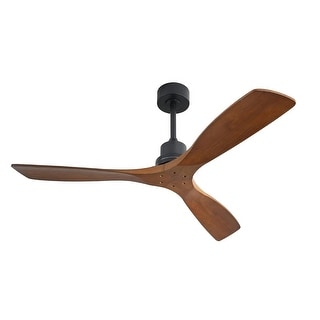 Ultra Quiet 52" Solid Wood Ceiling Fan with Remote Control, Reversible Blades, 3-Speed, Matte Black
