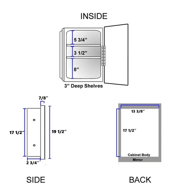 Ash White Medicine Cabinet - 20 x 16