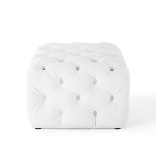 Anthem Tufted Button Square Faux Leather Ottoman