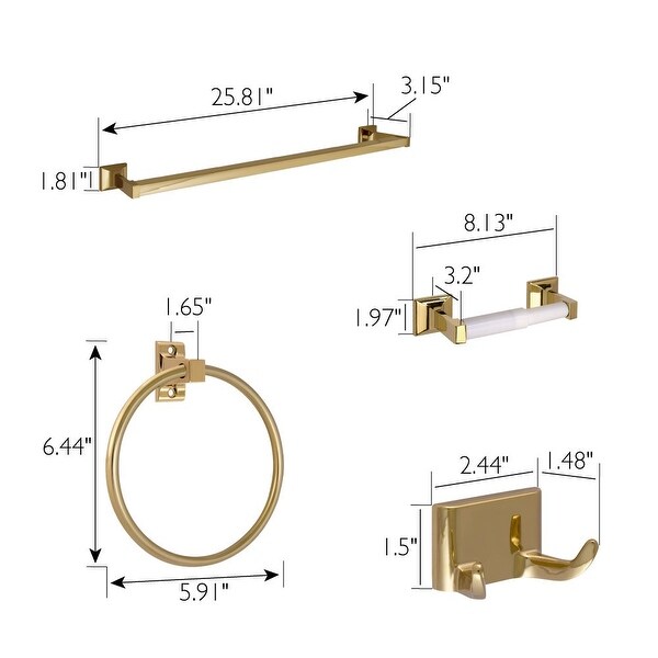 Bathroom Accessory Kit in Polished Brass, 4-Piece