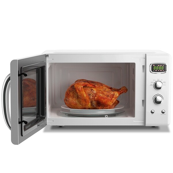 Costway 0.9Cu.ft. Retro Countertop Compact Microwave Oven 900W 8 - 19.5'' x 14'' x 11''