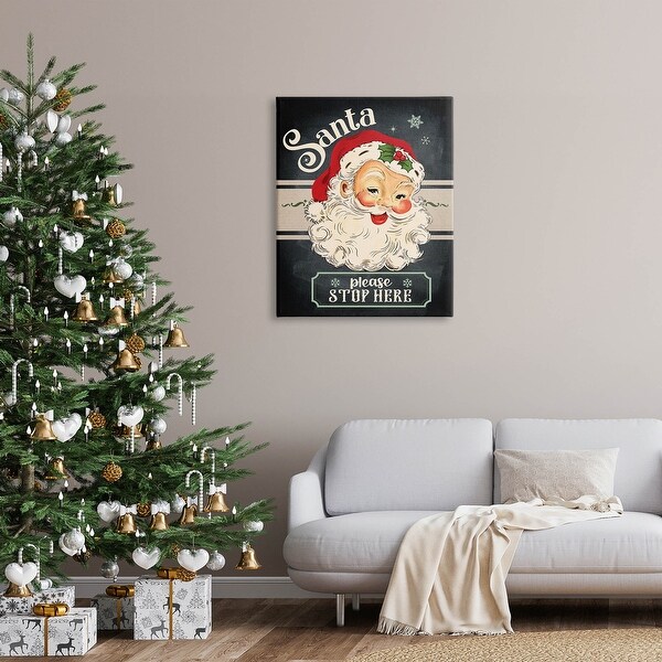 Stupell Santa Please Stop Here Vintage Smiling Canvas Wall Art by Jo Moulton