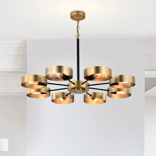 Vibiana 32 Inch Modern-Contemporary Style Brass Finish Pendant Lighted Chandelier 8-Light - N/A