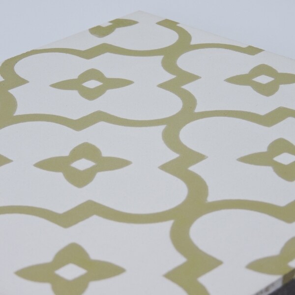 Handmade Gueliz in Gold and White Tile, Pack of 12 (Morocco)