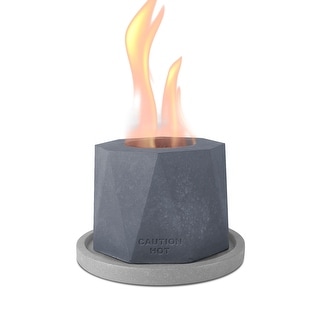 Kante 4.7 in. W Portable Concrete Rubbing Alcohol Roman Tabletop Fire Pit w/ Metal Extinguisher and Gray Base, Ethanol Fireplace