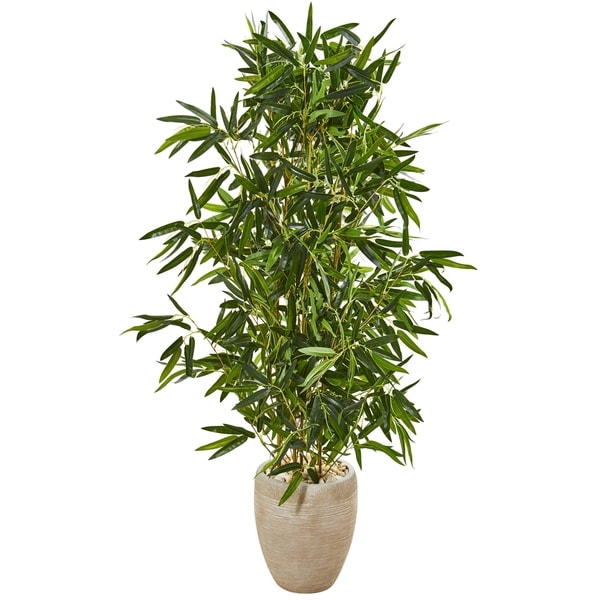 Nearly Natural 5-foot Bamboo Real Touch Artificial Tree in Sand Colored Planter
