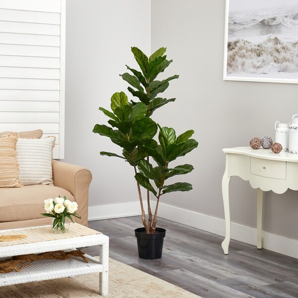 65-inch Fiddle Leaf Tree UV Resistant (Indoor/Outdoor) - Green