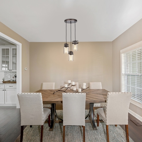 Oil Rubbed Bronze 3-Light Multi Light Adjustable Pendant with Clear Glass Sconce - Oil Rubbed Bronze