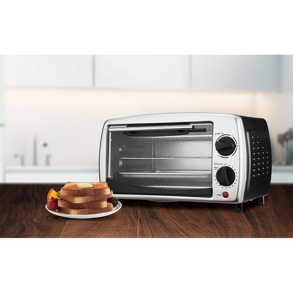 Brentwood TS-345B Black Stainless Steel 4 Slice Toaster Oven - 14.5 in. L X 9.5 in. W X 8.5 in. H