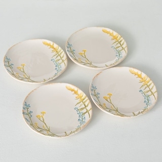 Sullivans Herb Imprinted Snack Plates Set of 4, 8"L Multicolored - 8"L x 8"W x 1"H