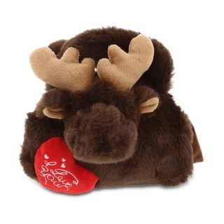 DolliBu I LOVE YOU Super Soft Plush Moose Handbag with Red Heart - 7 inches
