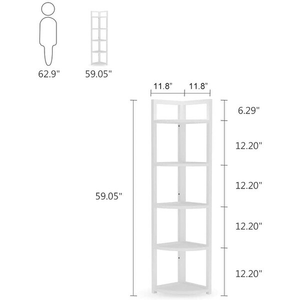 Rustic 5 Tier Corner Shelf Stand,Corner Bookshelf Bookcase Plant Shelf