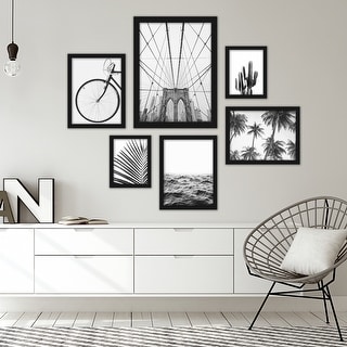 Black & White Photography 6 Piece Framed Print Gallery Wall Art Set