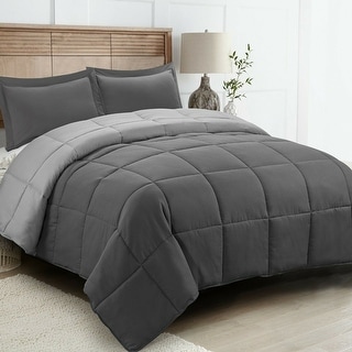 Down Alternative Comforter Set 3 PCS with Shams King Gray