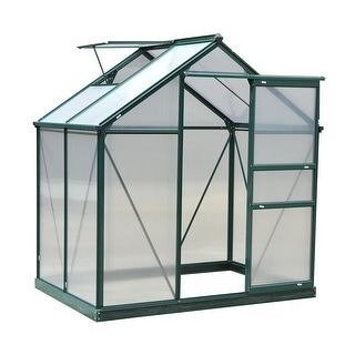 Outsunny 6' x 4' x 7' Twin Wall Polycarbonate Walk-In Greenhouse for Outdoors - Clear