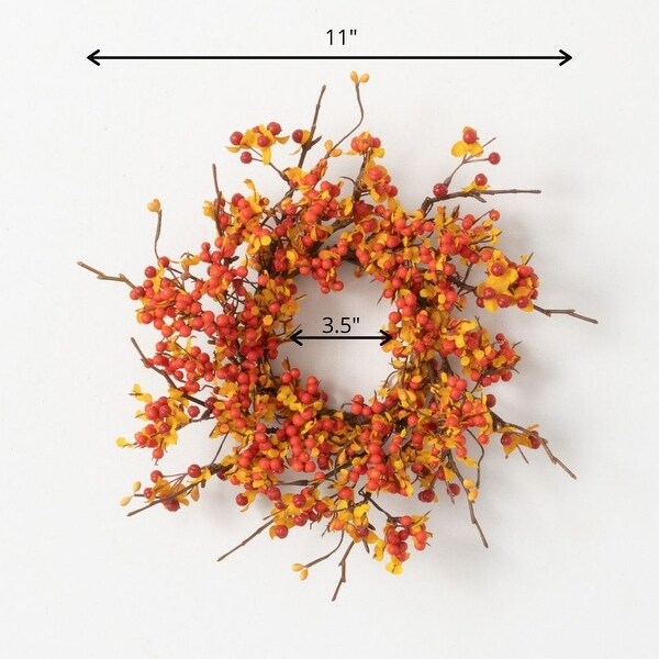 Sullivans Bittersweet & Berry Artificial Mini Wreath 11"H Orange - 11"L x 3"W x 11"H