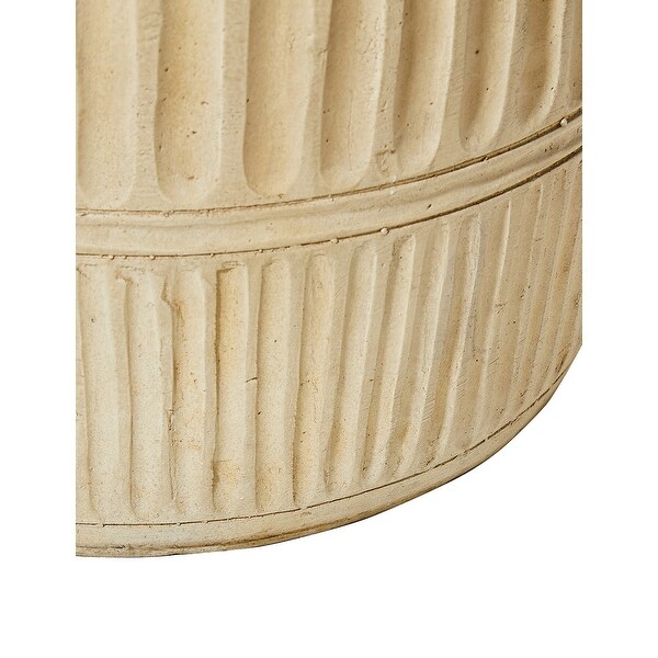 Glitzhome 18"H Modern MGO Faux Drum Garden Stool Plant Stand Accent Table