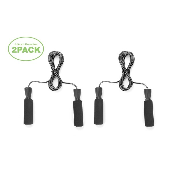 Mind Reader Adjustable Jump Rope with 5.25" Memory Foam Handles 2 Pack - 5.25" x 125" x 1.5"