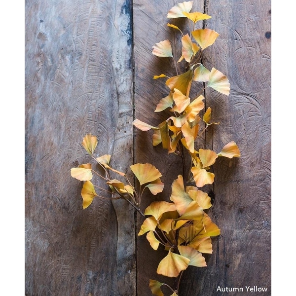 RusticReach Artificial Ginkgo Leaf Stem in Yellow 37" Tall