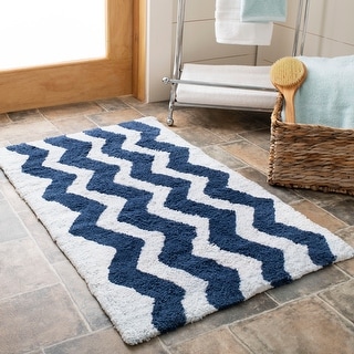 SAFAVIEH Handmade Plush Master Bath Nautical Blue Cotton Rug (1' 9 x 2' 10) - 1'9 x 2'10
