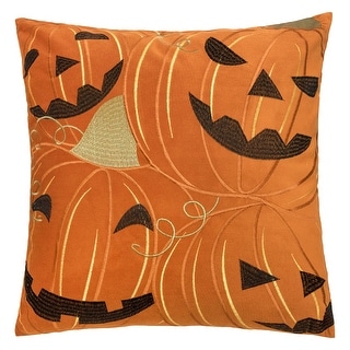 Halloween Pumpkin Velvet 20"x20" Spice Orange Black Throw Pillow with Insert