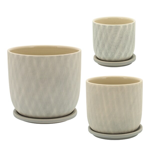 8" Mesh Planter with Saucer, Sage 7"H - 8.0" x 8.0" x 7.0"