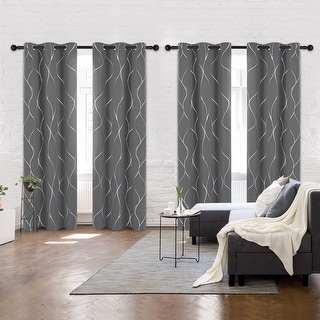Deconovo 42 Width Silver Line Blackout Curtains(4 Panel)