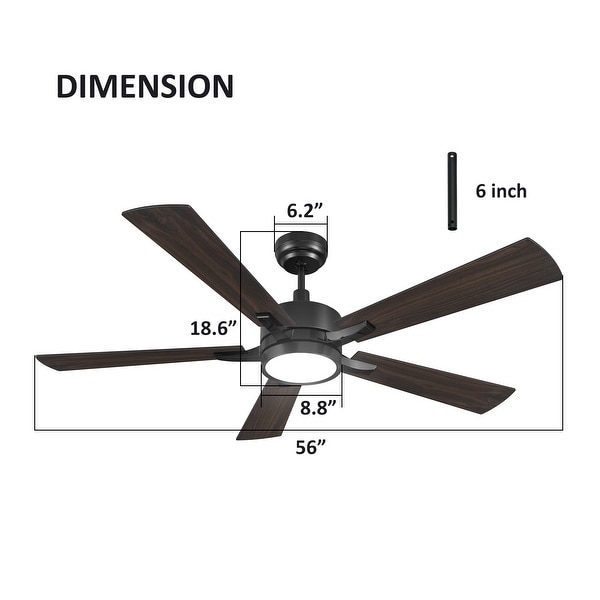 Elliott 56-inch Indoor/Outdoor Smart Ceiling Fan, Dimmable LED Light Kit & Remote, Works with Alexa/Google Home/Siri
