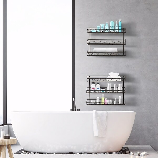 Kitchen 3 Layers Spice Herb Seasoning Storage Metal Wire Rack Organizer (2 Pack )