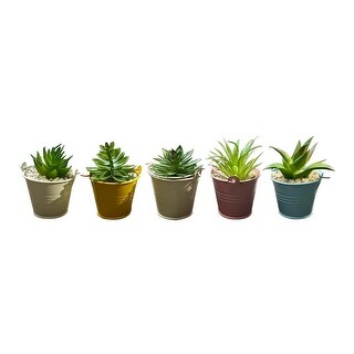 Artificial Succulents In Metal Pot (Asstd) - Set of 3 - White