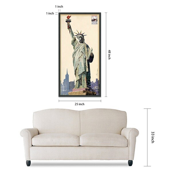 Empire Art "Lady Liberty" Alex Zeng's dimensional collage, under glass & a black shadow box frame