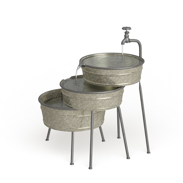 Grey Metal Vintage Farmhouse 3 Tier Fountain - 30 x 21 x 26